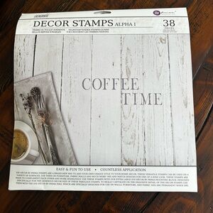 Prima Decor Stamps Alpha I Iron Orchid IOD  "Coffee Time" Design